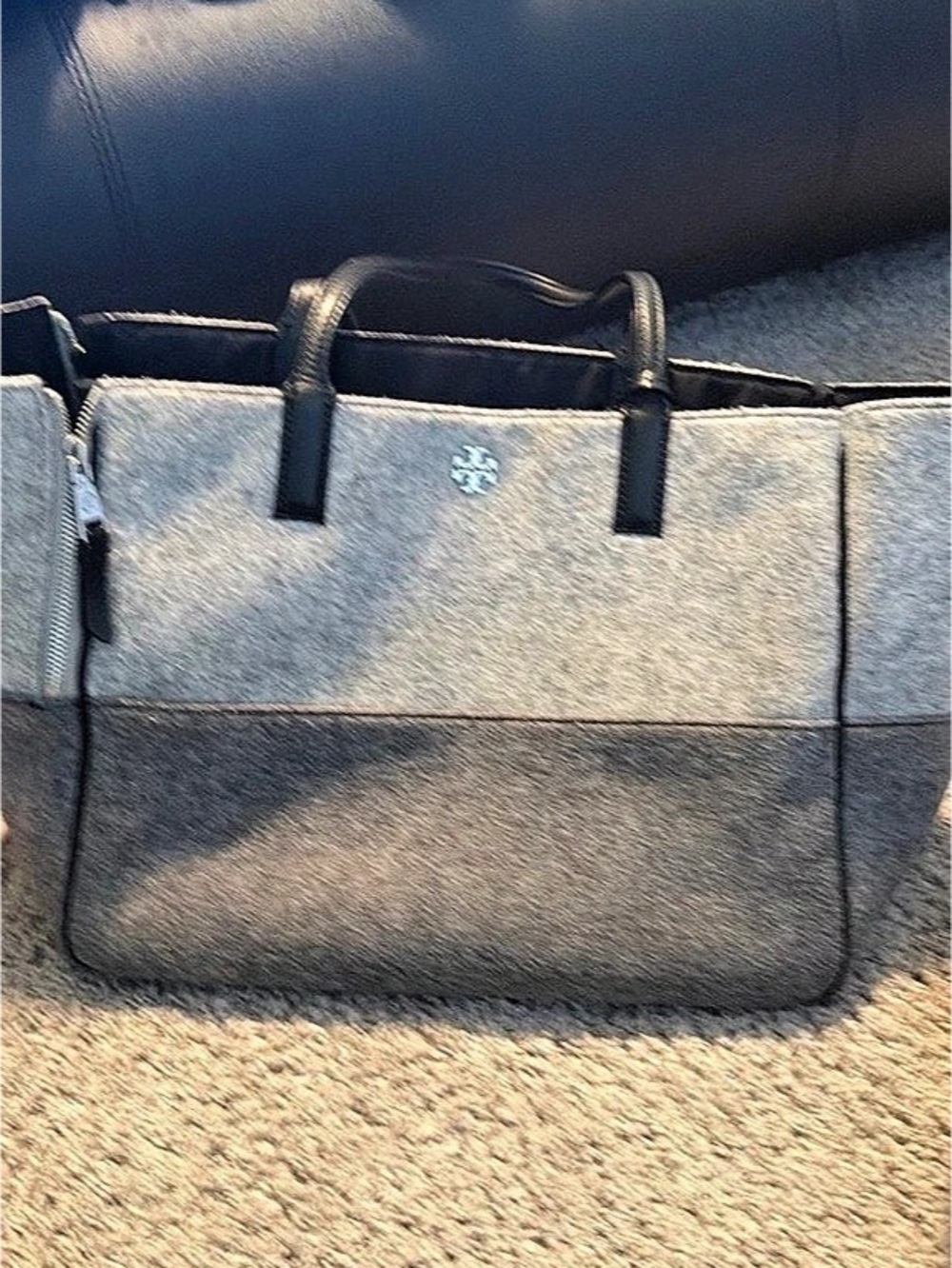 Tory Burch Blake Felt Dog Carrier Gray & Black